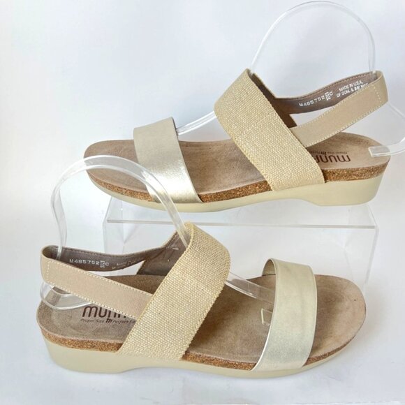 Munro Pisces Women Sandals Beige Metallic Gold Casual Shoes Size 9.5 WW - Picture 1 of 8